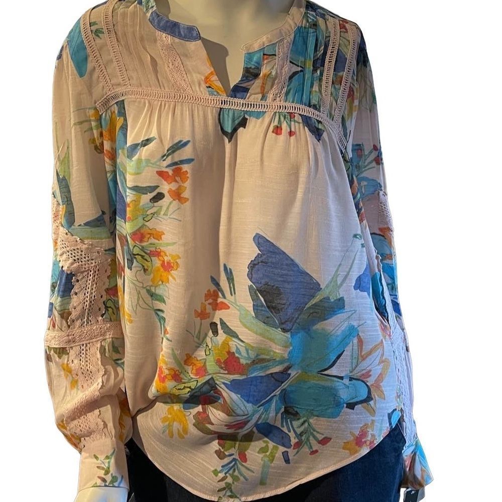 Zac & Rachel Floral Peasant Blouse -NWT